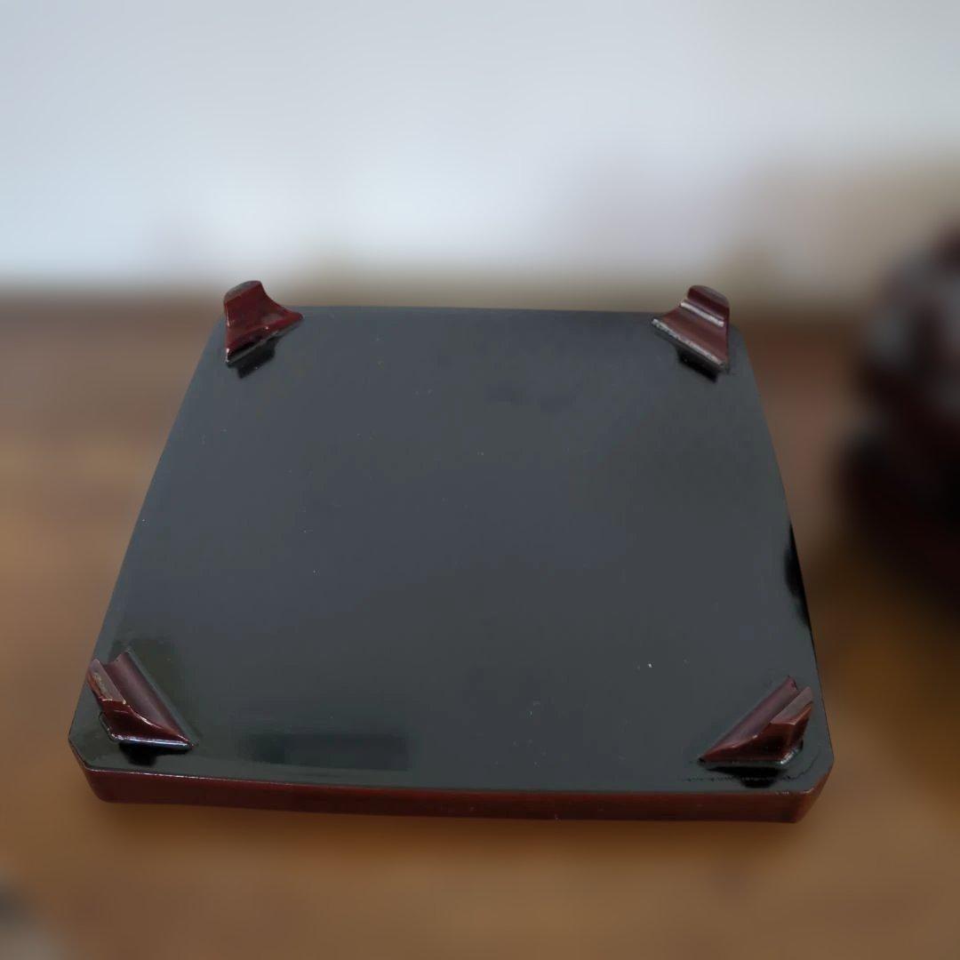 骨董　お膳　若松　蒔絵　角切　木製　漆器　脚付き　お盆　5枚