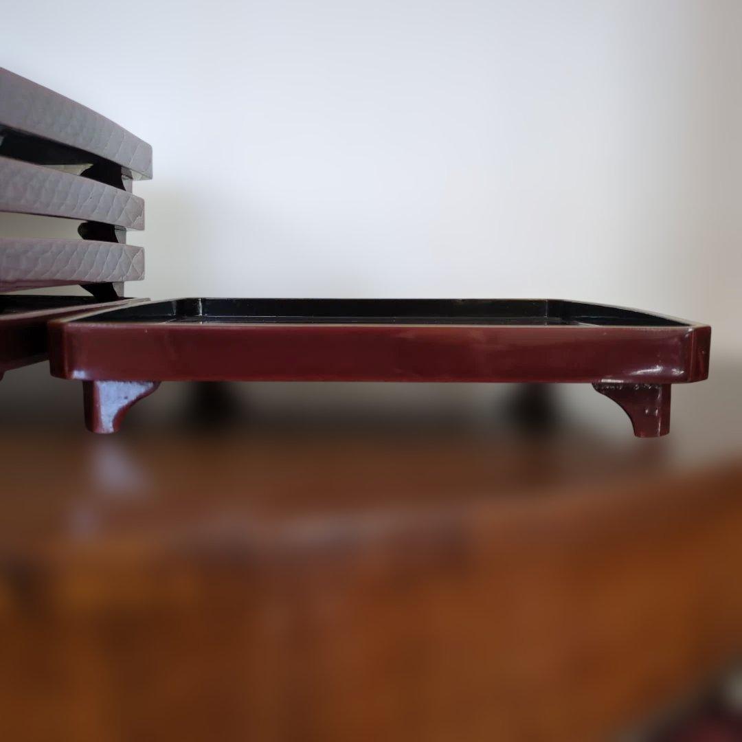 骨董　お膳　若松　蒔絵　角切　木製　漆器　脚付き　お盆　5枚