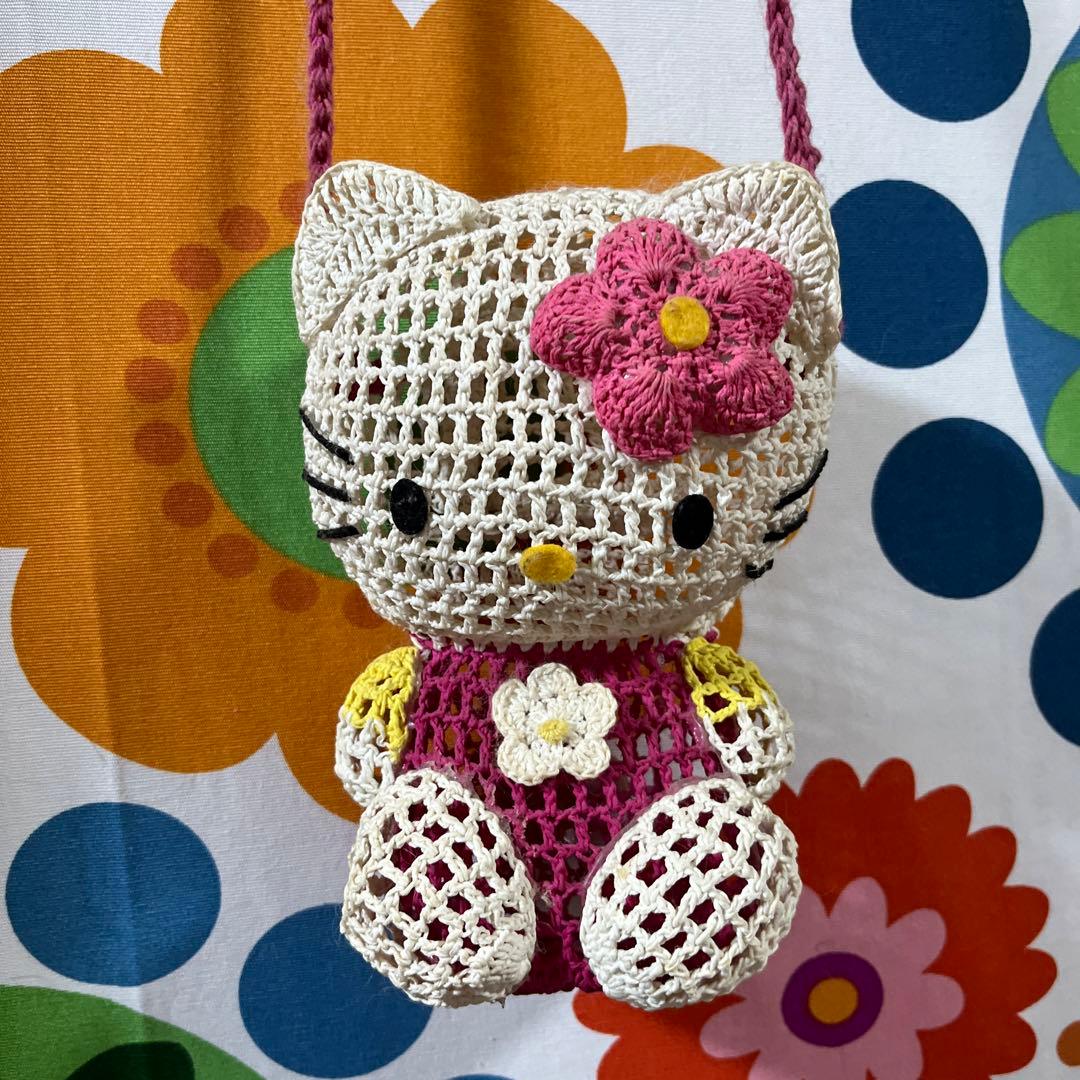 ハローキティ　キティちゃん　ショルダーバッグ　ポーチ　レトロ　手編み風