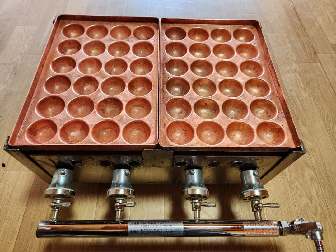業務用　たこ焼き器　銅板　24穴2連　LPガス　プロパンガス