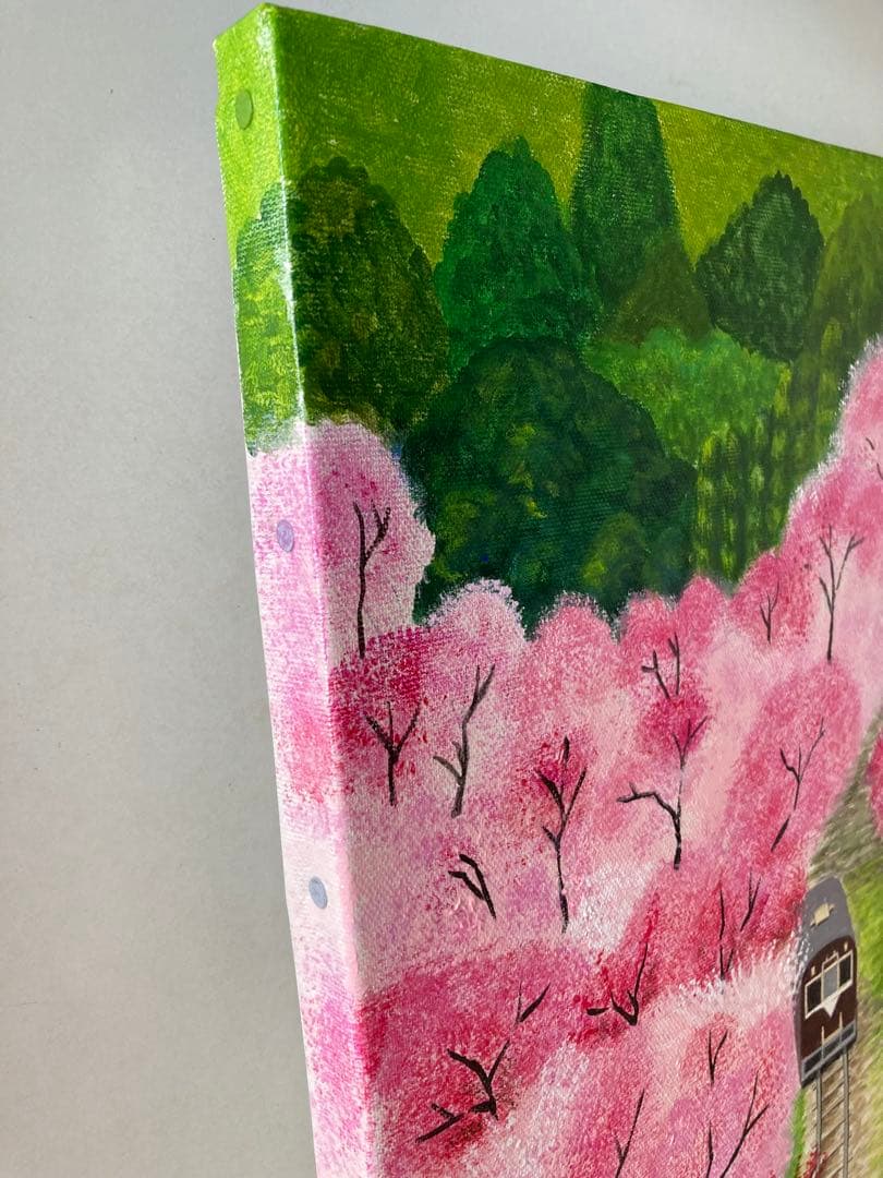 ご依頼品　風景画　花の絵　アクリル画　原画 　　「花桃のトンネル3」F6