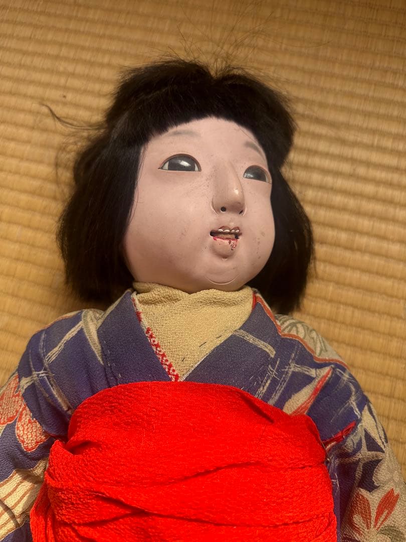 お値下げ❣️座敷童子部屋の市松人形セット 伝統的和服 黒髪