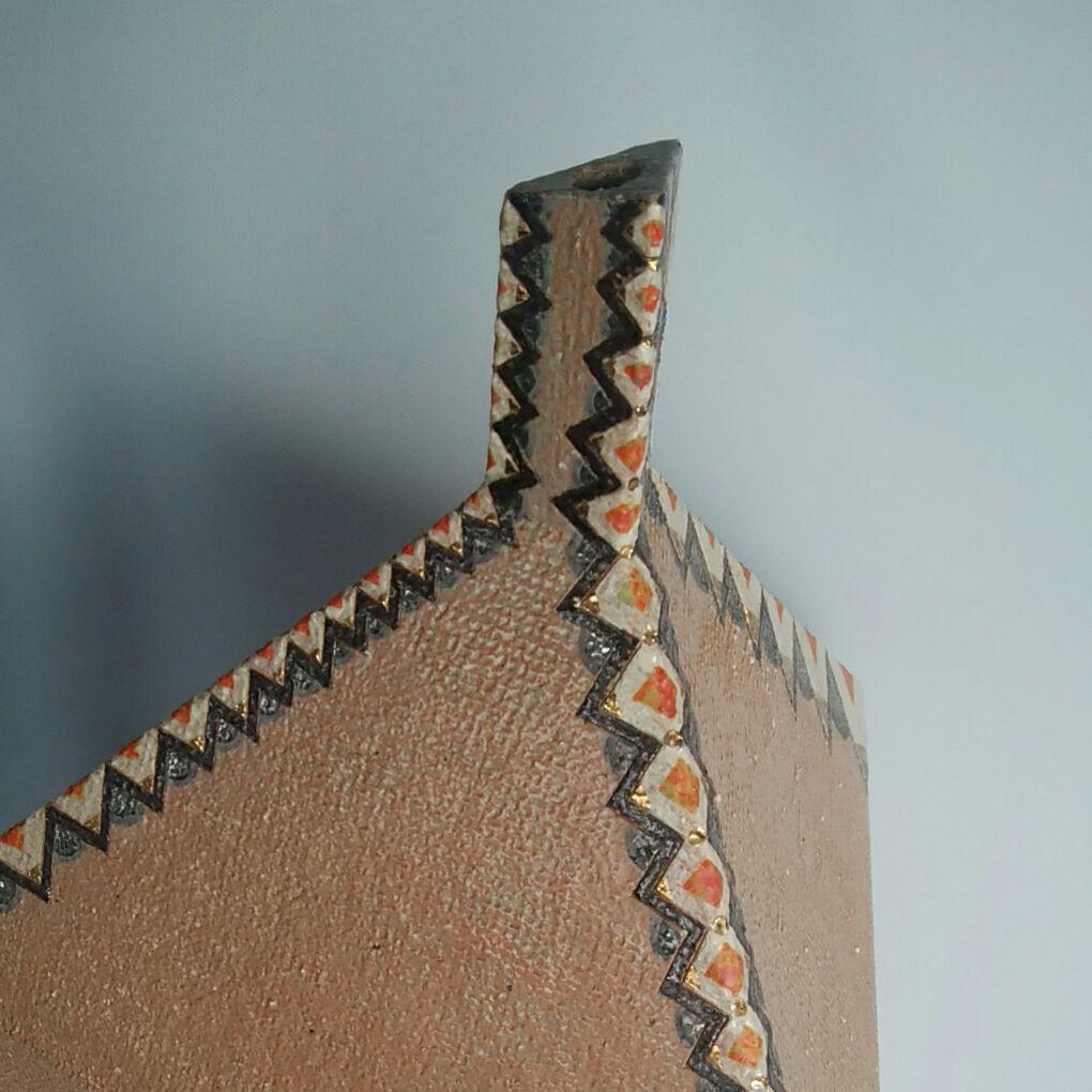 萩焼　中村絵里子　三角柱　扁壺　オブジェ　長期保管品