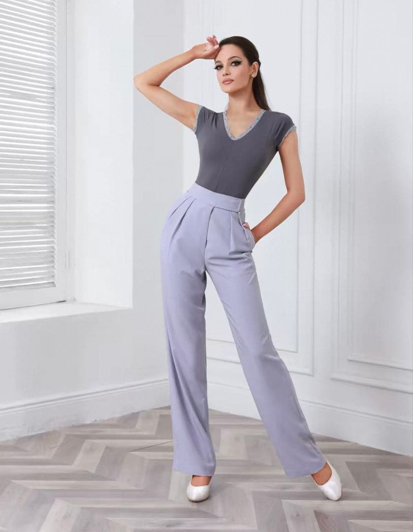 TID バーガンディ レッスンウェア パンツ　社交ダンス　ズボン