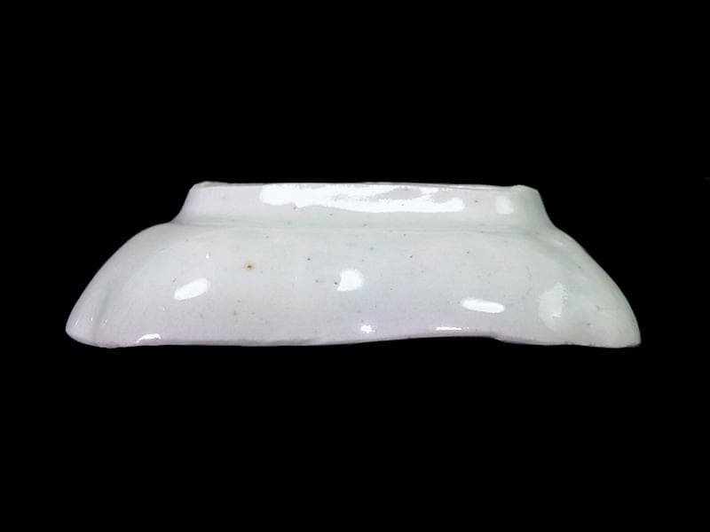 古伊万里　染付　型刷印判　氷裂紋の図　変形皿　江戸期　E655AS-CPo