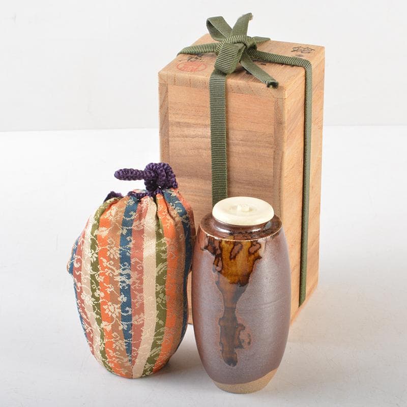 茶道具　平安　笹田有祥作　鎗之鞘　茶入　仕覆付　共箱　V　R6065