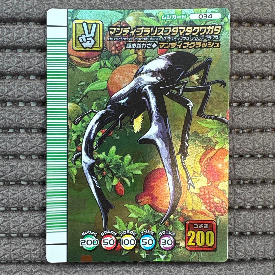 希少 美品 ムシキング マンディブラリスフタマタクワガタ 5周年 緑バーコード