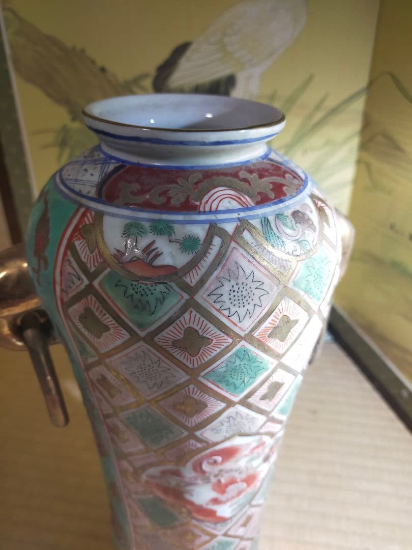 多色装飾の陶器花瓶 中国