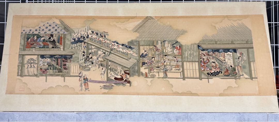 京都で見つけたヴィンテージ　江戸時代 浮世絵　絹　額入り