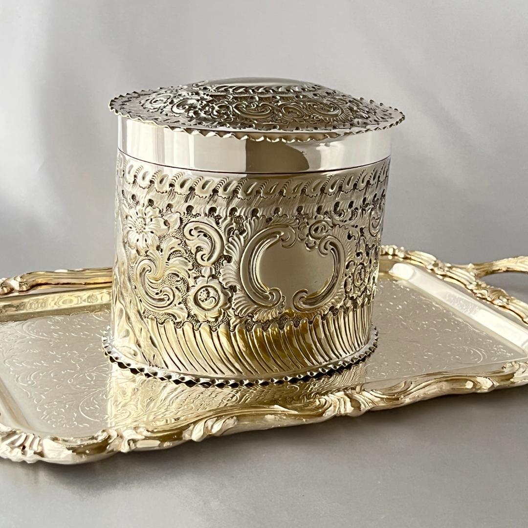 【Atkin Bros】ビクトリアン ティーキャディ 【シルバープレート】