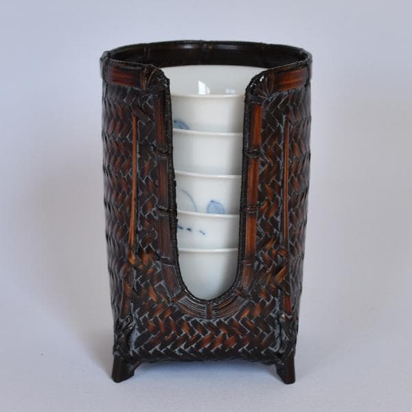 煎茶道 竹籠入り染付煎茶椀22