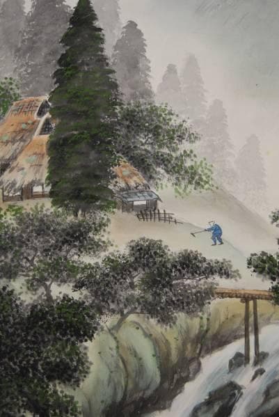 不詳/作者不詳/ 山水農作業図/布袋屋掛軸HB-680