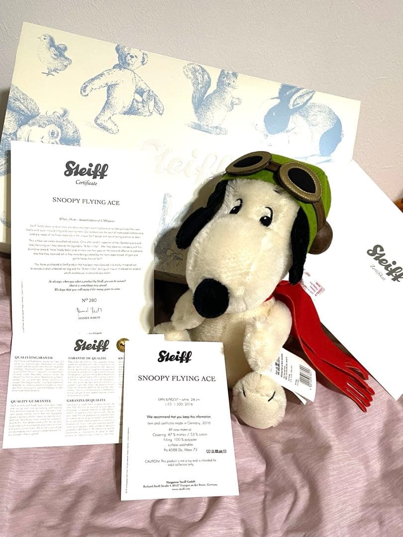 新品日本限定 シュタイフ スヌーピー フライング・エース ぬいぐるみ