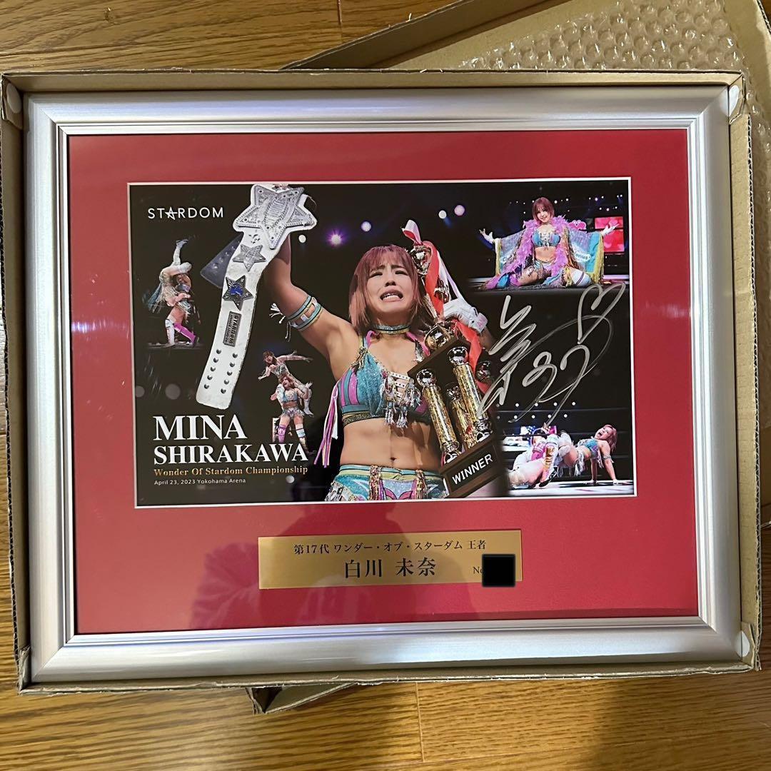 白川未奈 サイン入りトロフィー付きフレーム