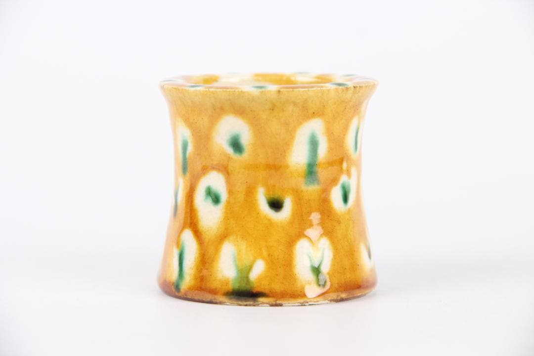 清水保孝作 三彩 蓋置 共箱付 茶道具 京焼 日本工芸会正会員 EG21-11