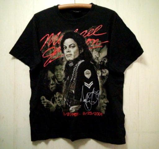 19177　マイケルジャクソン　Ｔシャツ　1958-2009　黒　サイズＬ