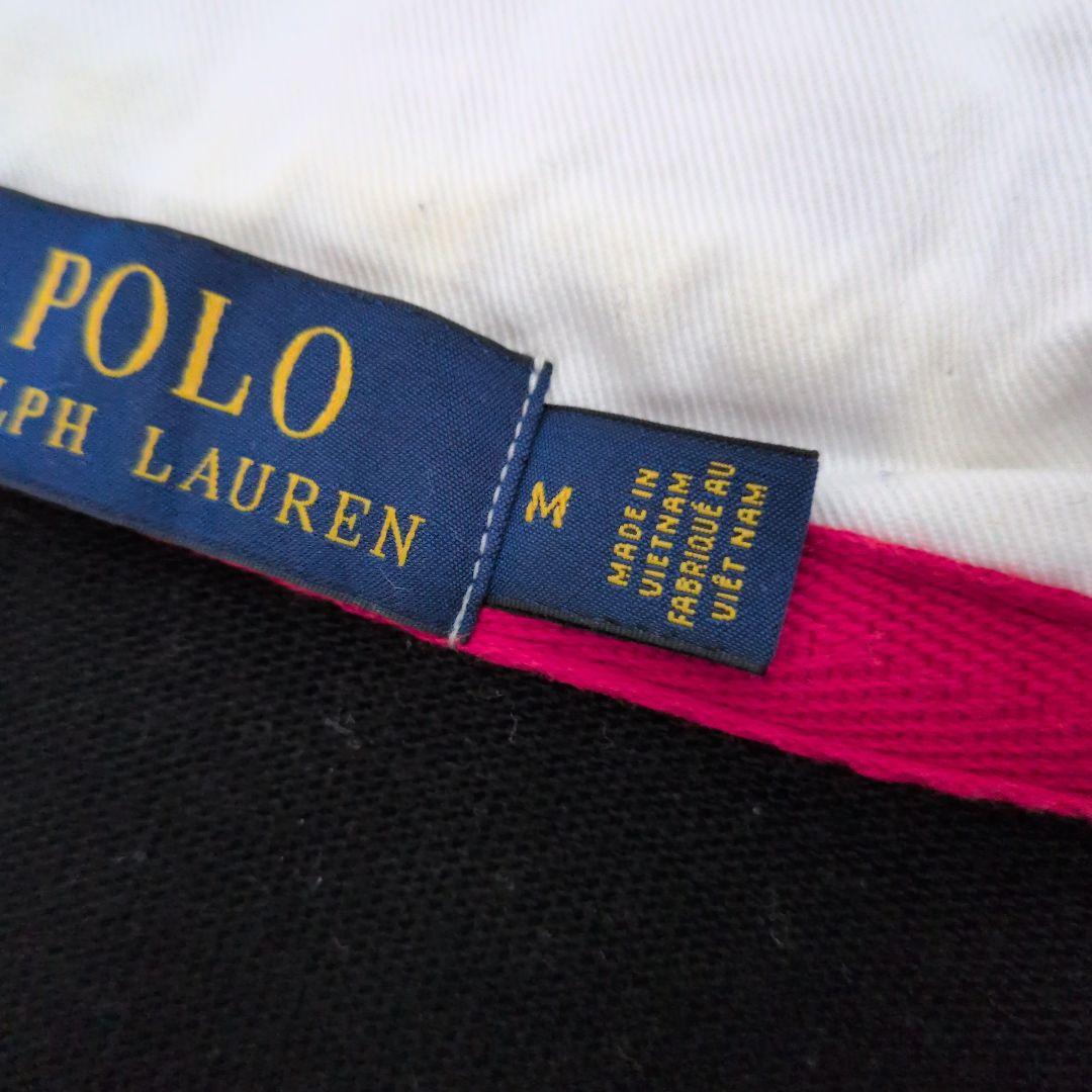 ラルフローレンポロ　ラグビー ポロシャツ 黒 長袖 ベア刺繍　М