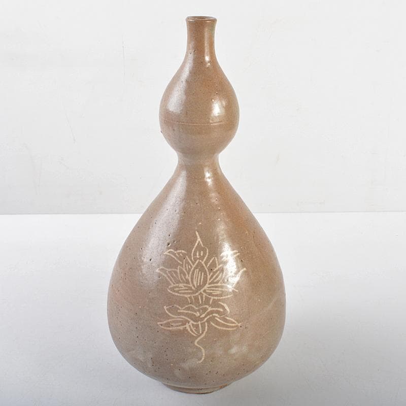 朝鮮美術　李朝　高麗青磁　花文　瓢箪徳利　合せ箱　M　R5657B