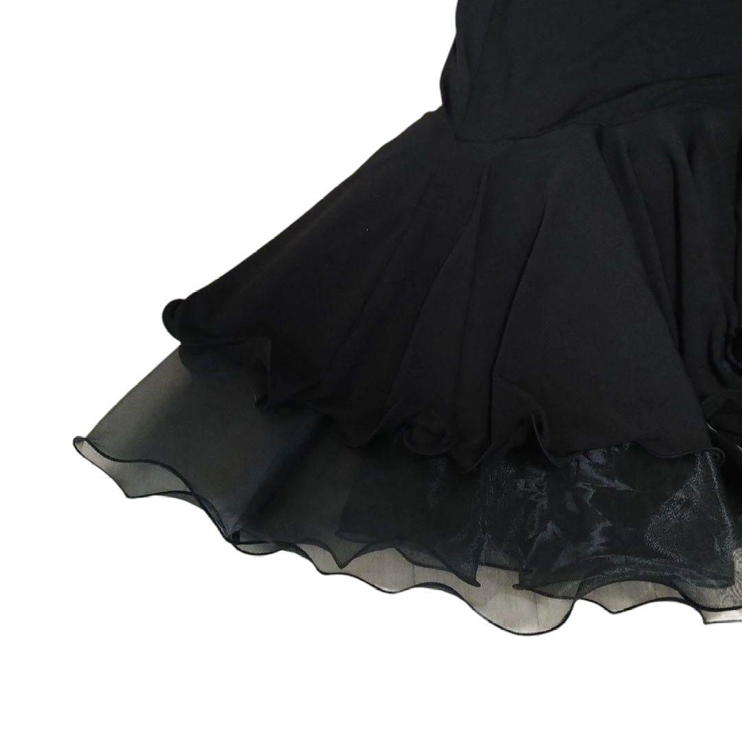 社交 ダンス フレア スカート 黒 М ‐ Ｌサイズ 裾がボリューミーに広がる♪