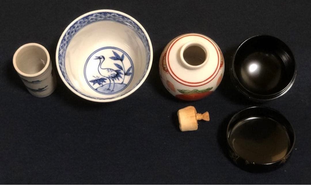 《R》茶道具 蒟醤 茶箱 お茶道具5点付 木製漆器　250827G3