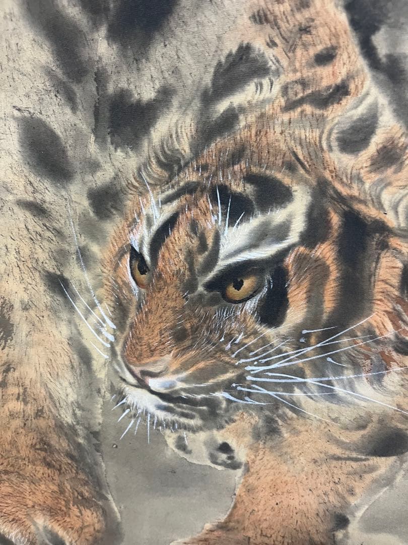 開運・厄除け 水墨画 掛軸 小山田秋甫 親子虎図 風水 日本画