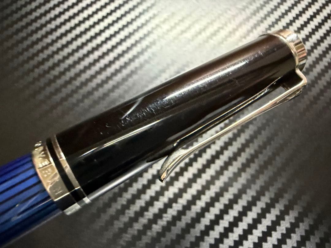 美品 ペリカン スーベレーン M405 青縞 シルバートリム F 細字 万年筆