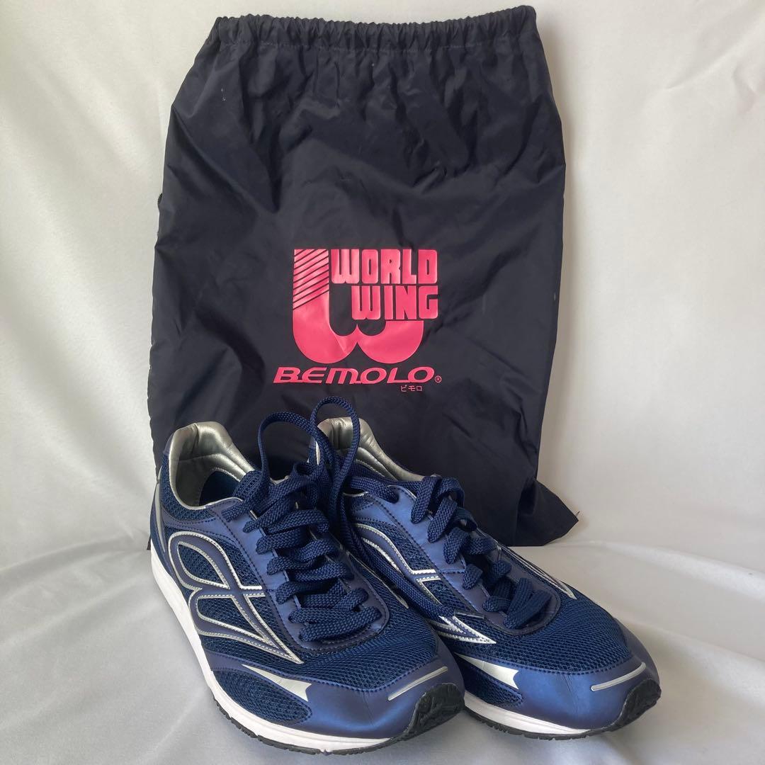 ボ*ン様 BEMOLO シューズ 26.5cm ネイビー 収納袋付き