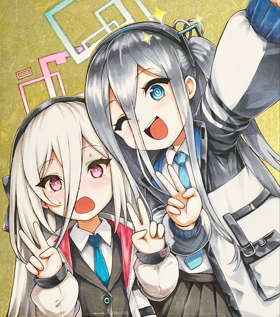 【ブルアカ】手書き色紙イラスト【アリス&ケイ】