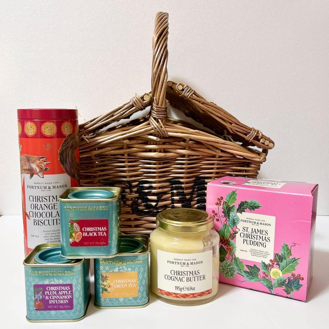 フォートナム&メイソン　ハンパー　クリスマス詰め合わせ6種類　かご付き