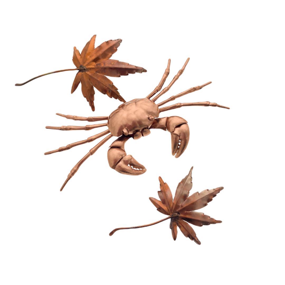 銅製 カニ もみじ　風水 茶道