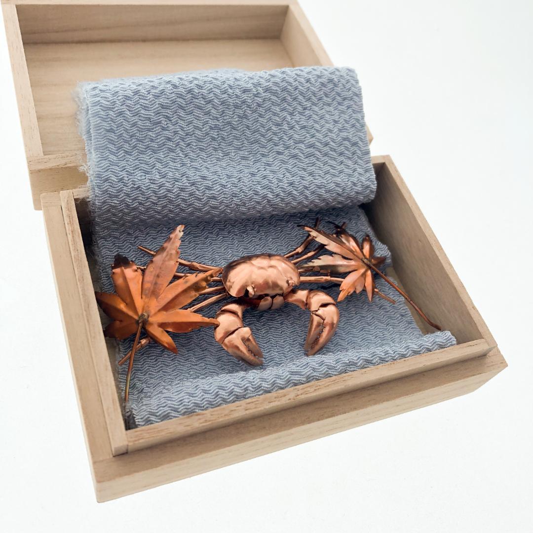 銅製 カニ もみじ　風水 茶道