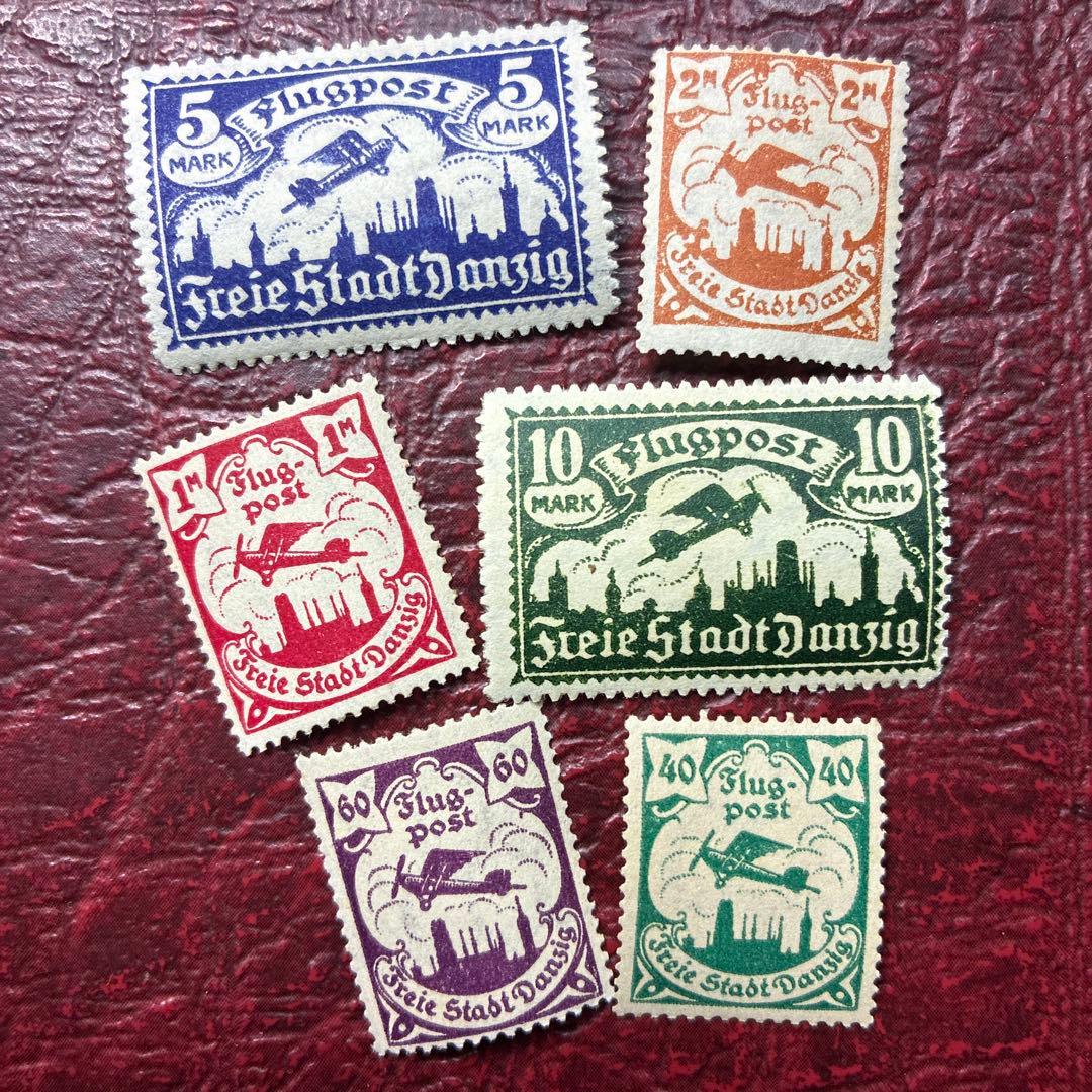 76929セール現品限　美品ヴィンテージ　ダンチヒ自由市発行航空6種揃