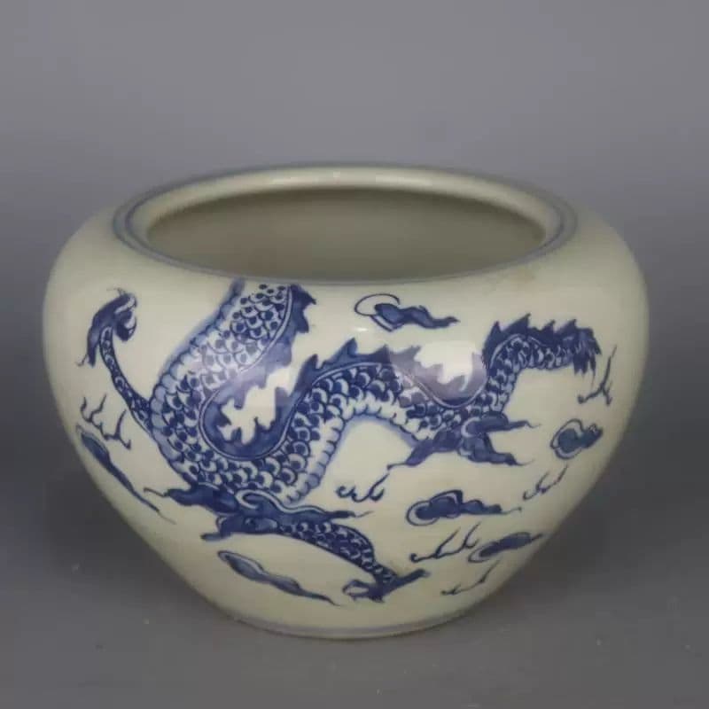 青花過墻竜紋水洗 書道具 文房具 現代工芸品美術品 置物