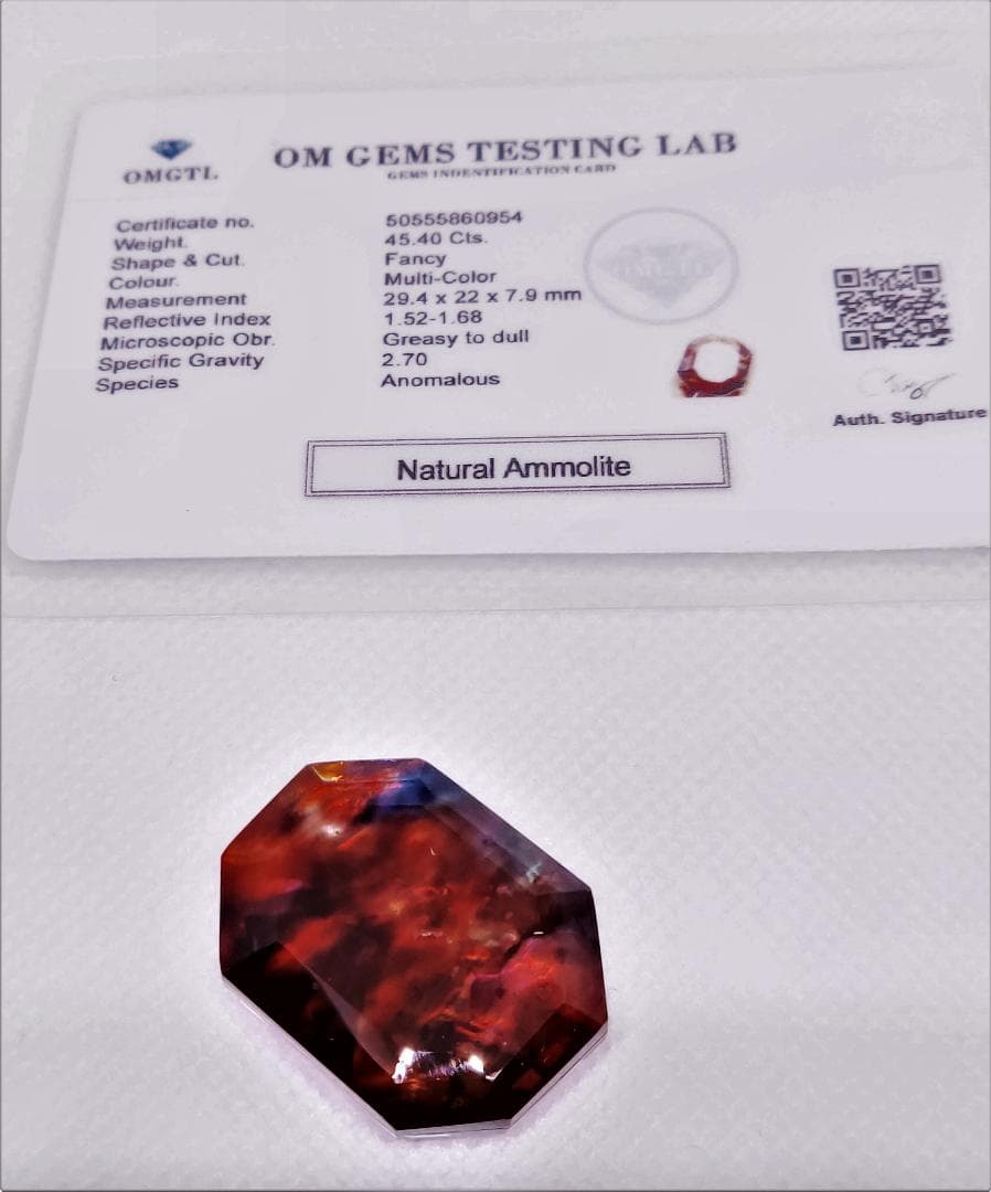 アンモライト 45.40Ct 証明証付 オパール アンモナイト パワーストーン