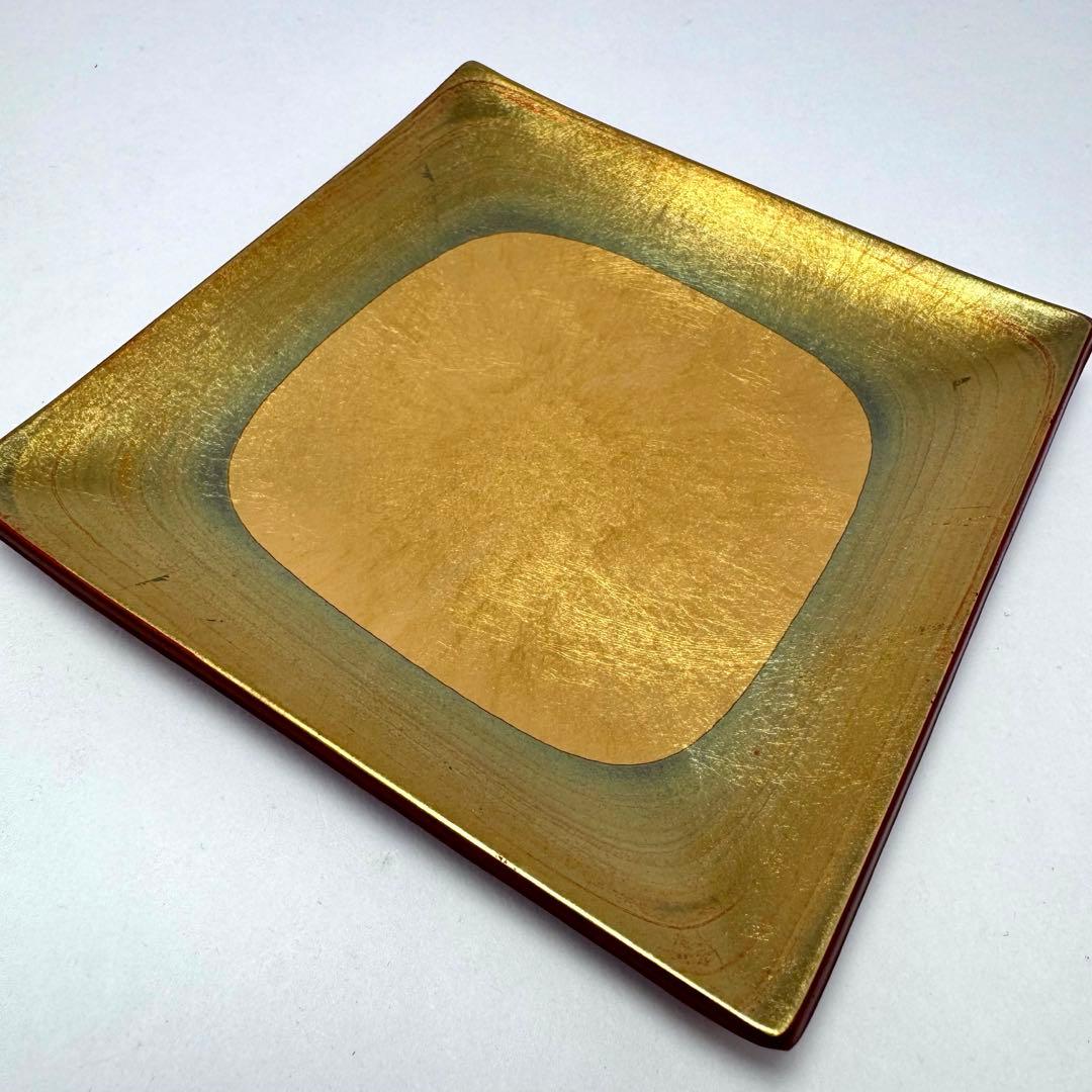 新品未使用 金沢箔工芸 金沢手打箔 洋金箔 角古代銘々皿 5枚セット 共箱説明書