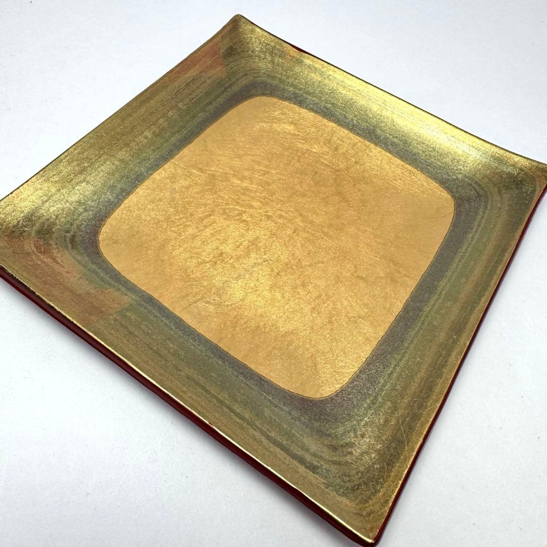 新品未使用 金沢箔工芸 金沢手打箔 洋金箔 角古代銘々皿 5枚セット 共箱説明書