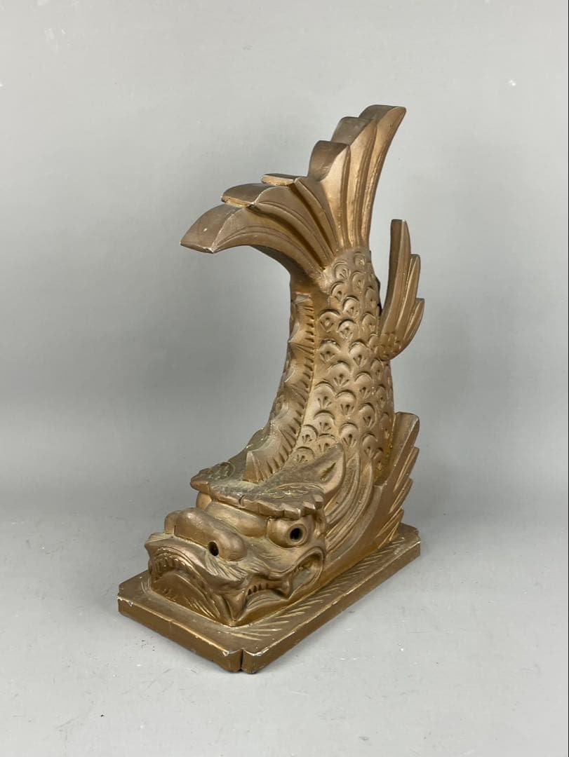 希少 福山城再建記念 金の鯱鉾 備前 置物 金色 福山市 玄関飾り 破れ無し