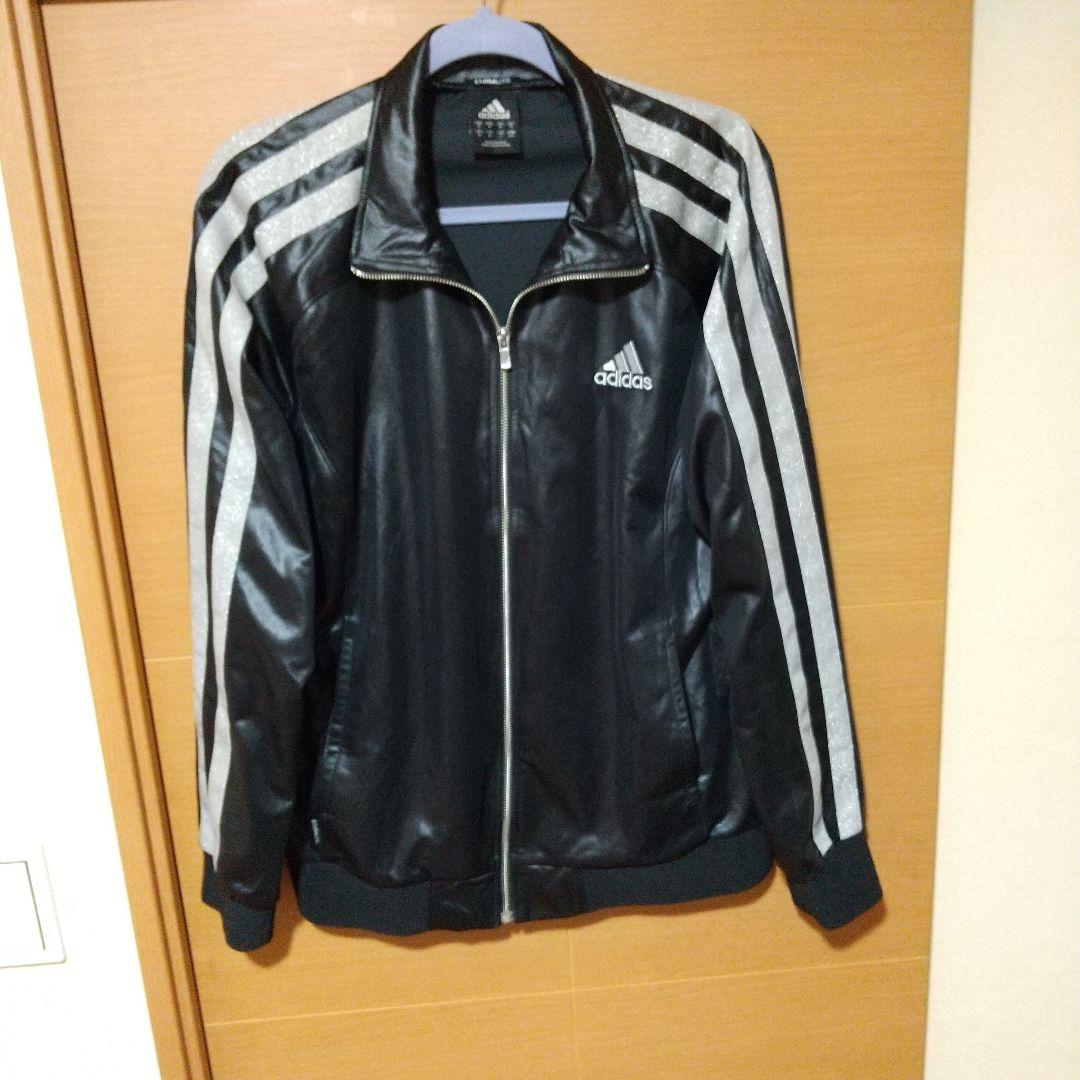 adidas ジャージ　上下セットアップ　黒白光沢　サイズO