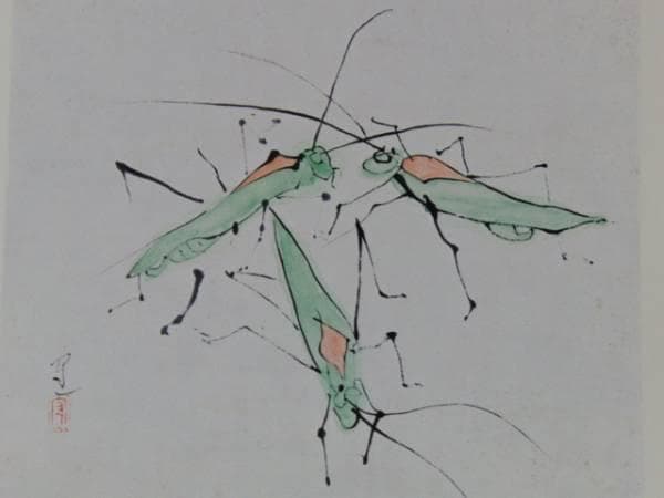 熊谷 守一、馬追蟲、希少・限定額装用画集画