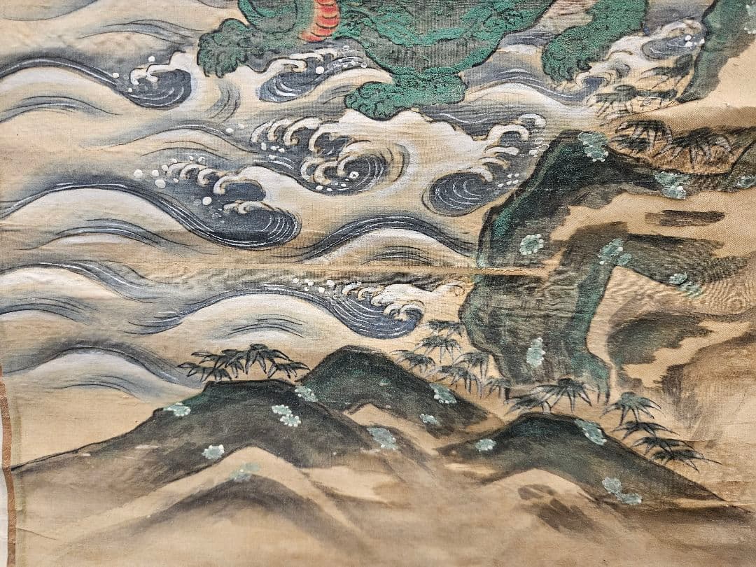 『中輪に足付き違い鷹の羽』大名家より拝領品 家紋入 浦島太郎神功皇后図 絹本