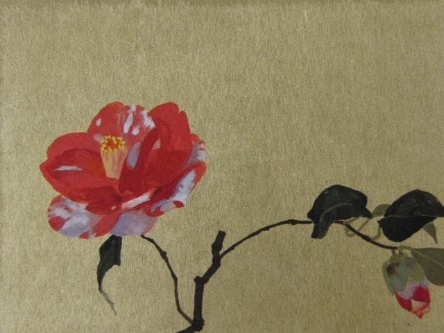 北村さゆり、【庭の椿】、希少な額装用画集より、状態良好、新品額装付、日本人画家