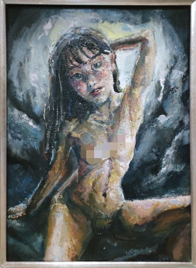 『Tiny Angele』 油彩画 インテリア アート 原画 一点物