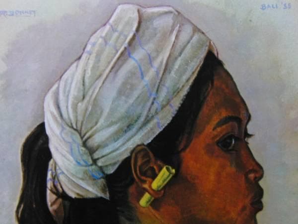 R.BONNET（R.ボンネット）、バリ娘の像、希少な額装用大判画集画