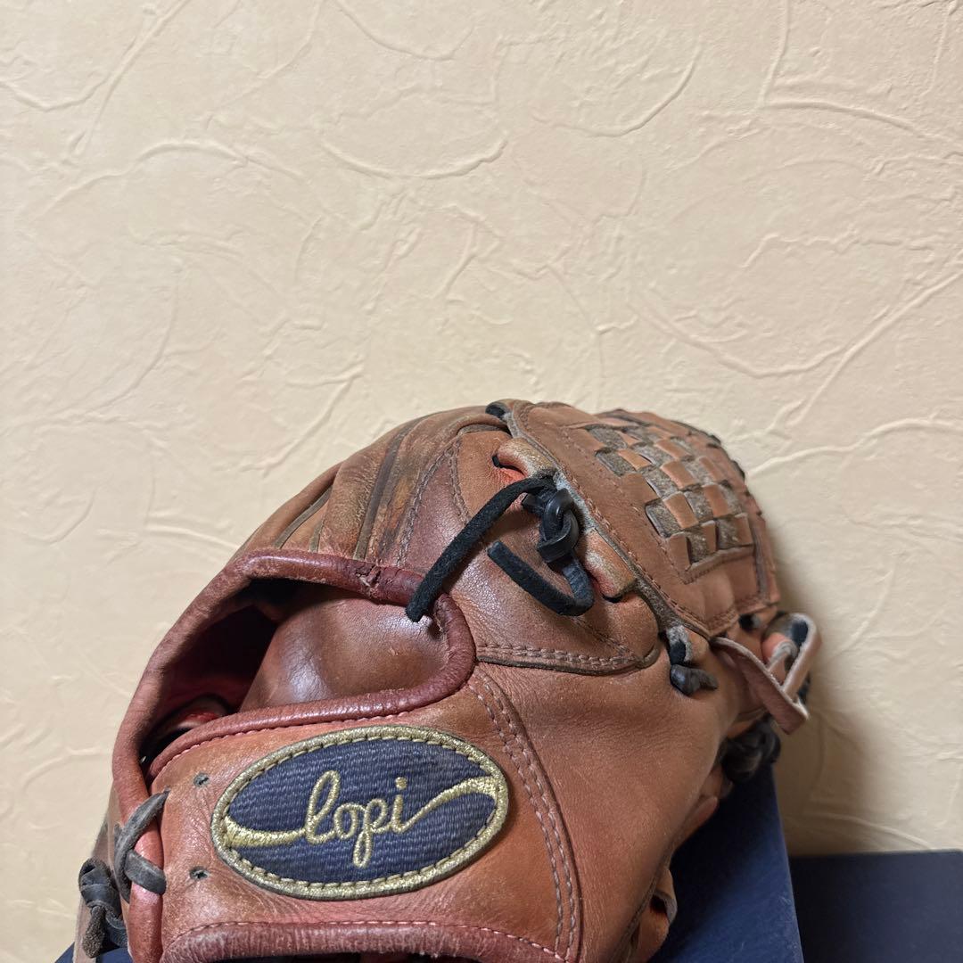 lozi 硬式グローブ 茶色 編み込みデザイン
