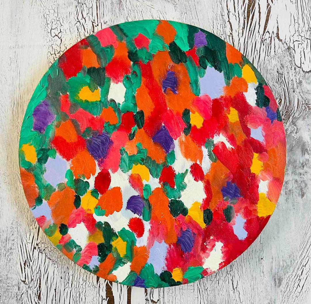 油彩 絵画 『Wild Flowers 2025』丸形直径30cm 絵画 原画