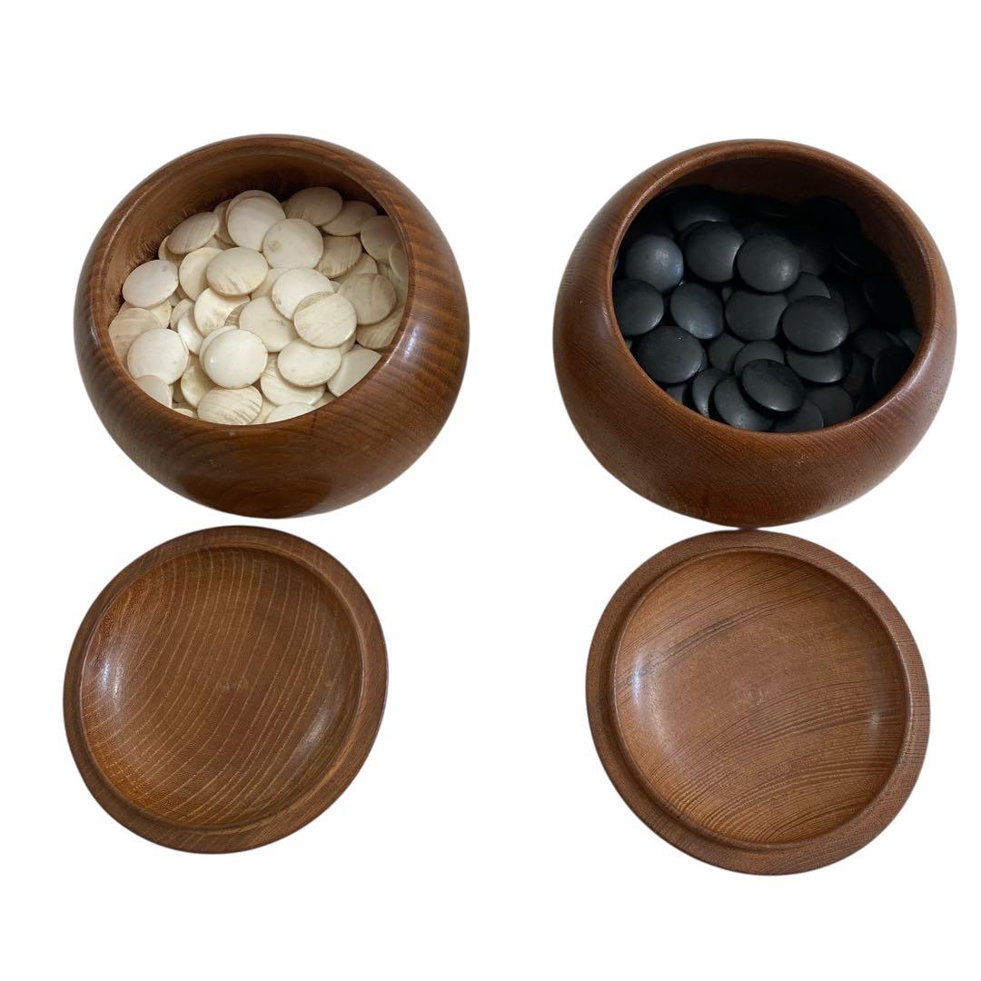 天然木脚付きへそ有り囲碁盤と碁石セット