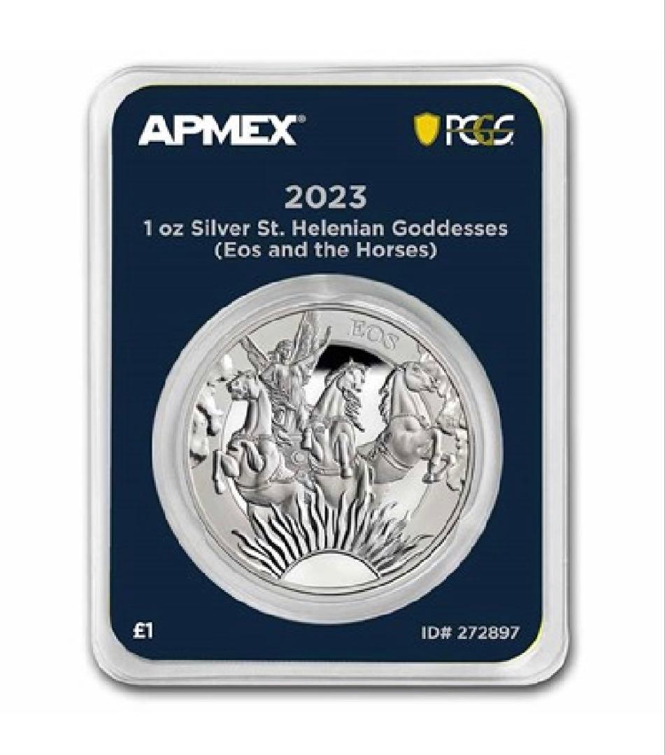 2023 セントヘレナ 太陽神ヘリオス銀貨　FIRST STRIKE 1枚