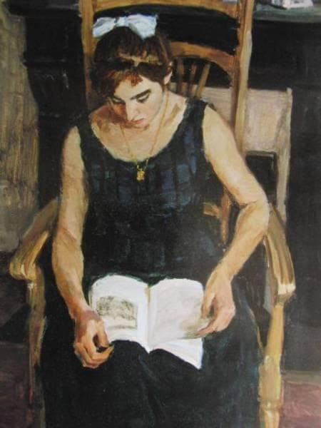 辻村八五郎、読書、希少画集画、新品額装付、状態良好