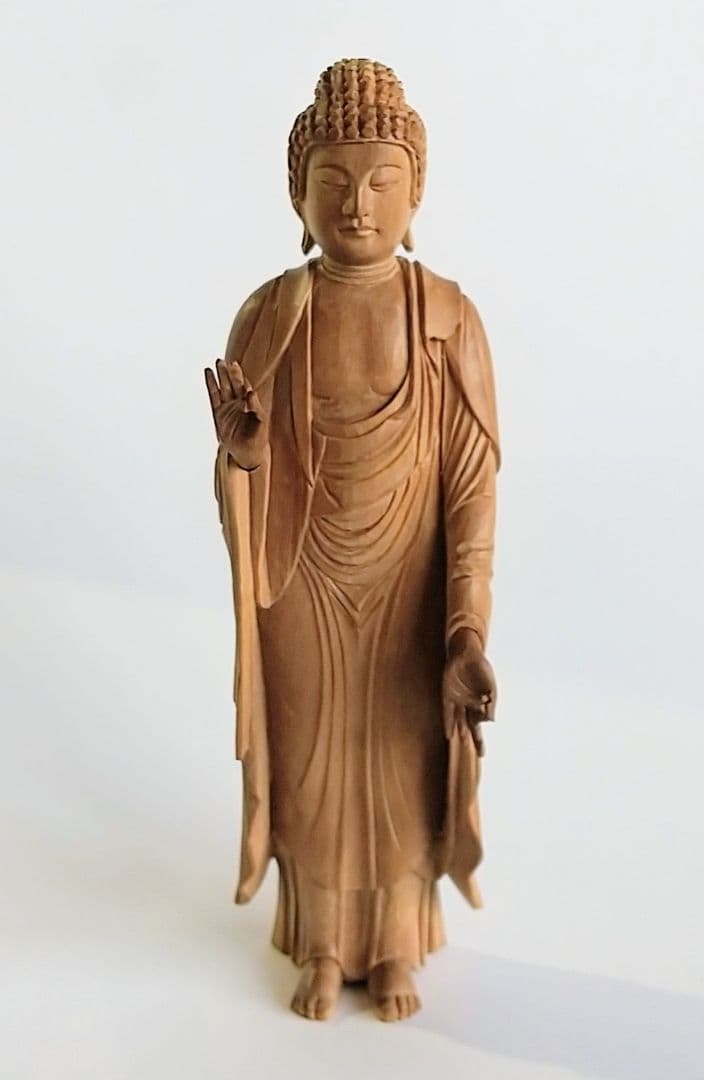 阿弥陀如来立像 4寸 像のみ #657 ◆白檀 木彫 仏像