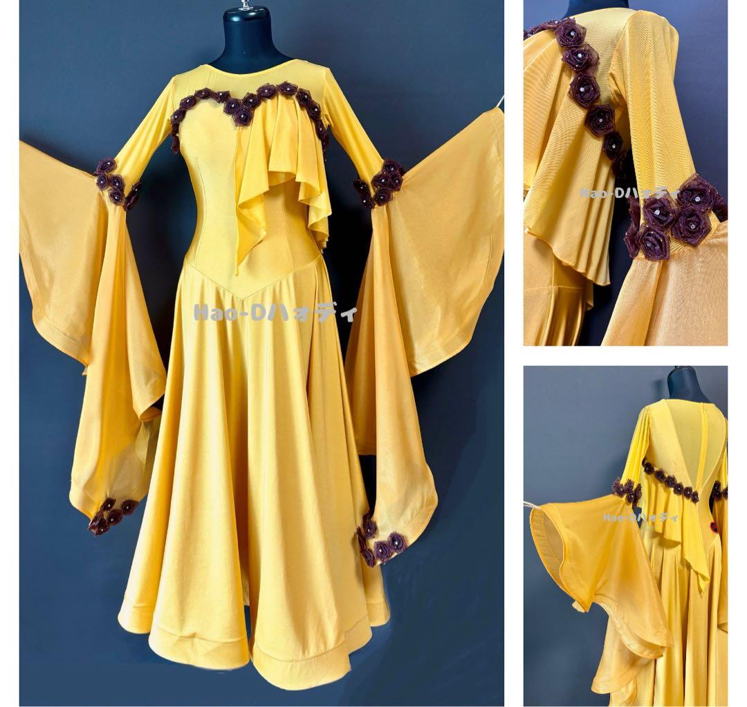 新品★ダンスドレス★スタンダード★社交ダンス★競技会★パーティー★サフラン